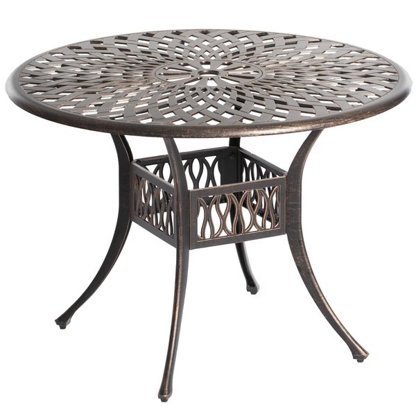 Gardenised Indoor and Outdoor Bronze Dinning Table Bistro Patio Cast Aluminum. QI003960T